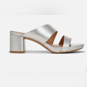 Naturalizer INEZ DRESS SANDAL Silver Faux Leather Womens Block Heel Sandals 12